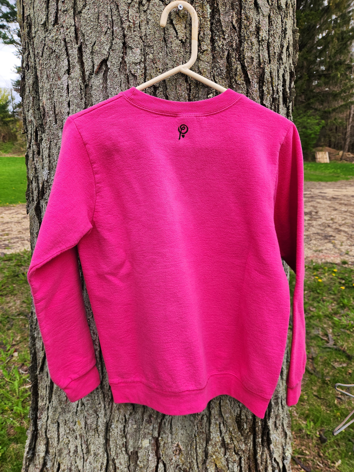 hand printed hydrangea sweater - upcycled thrifted crewneck sweater - small