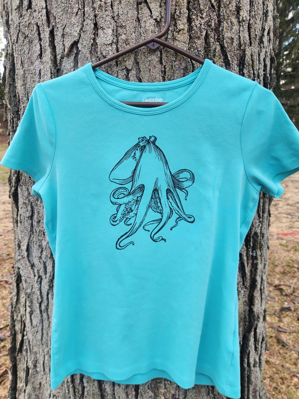 hand printed octopus tshirt - upcycled thrifted tee - medium