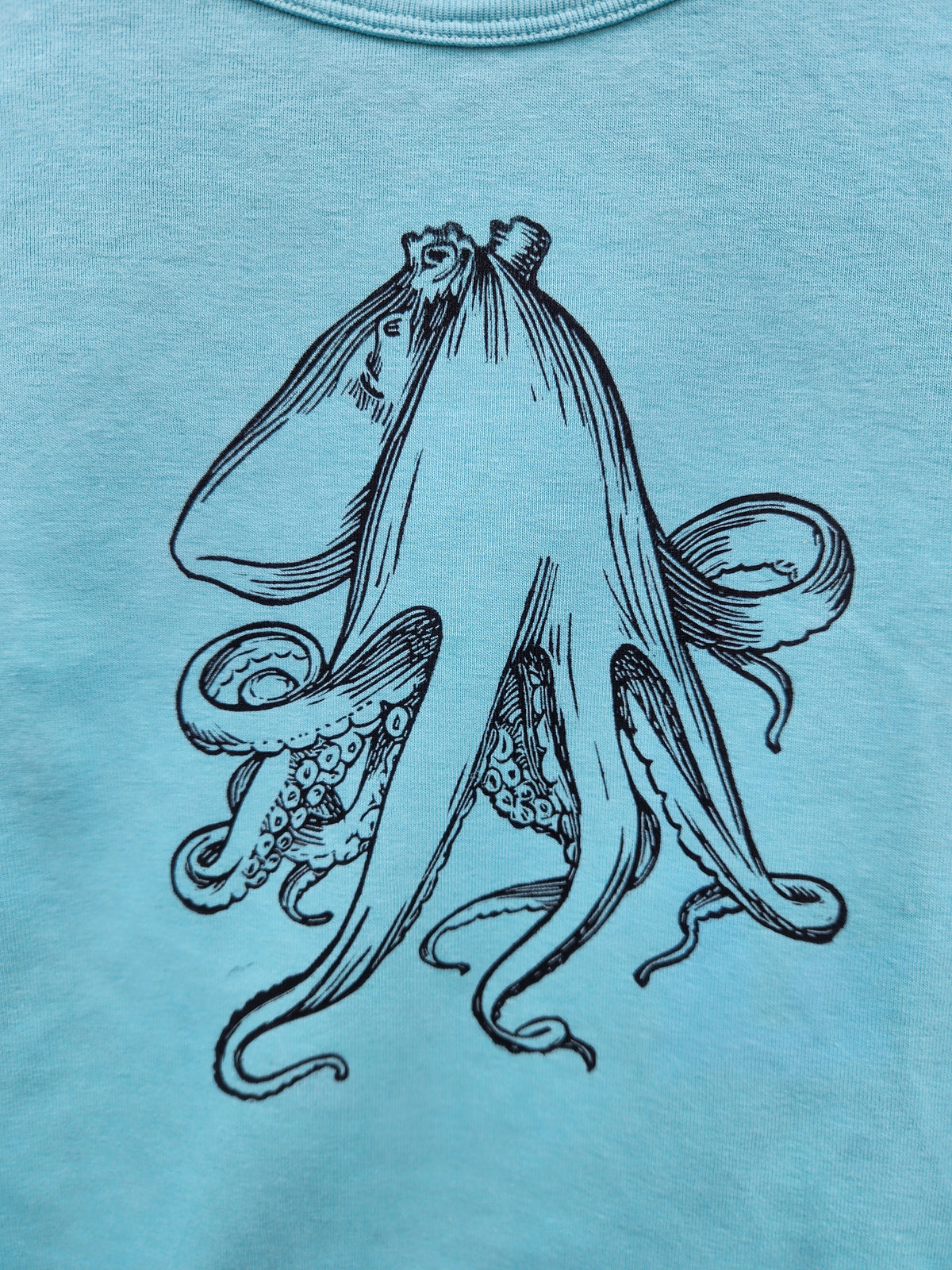 hand printed octopus tshirt - upcycled thrifted tee - medium