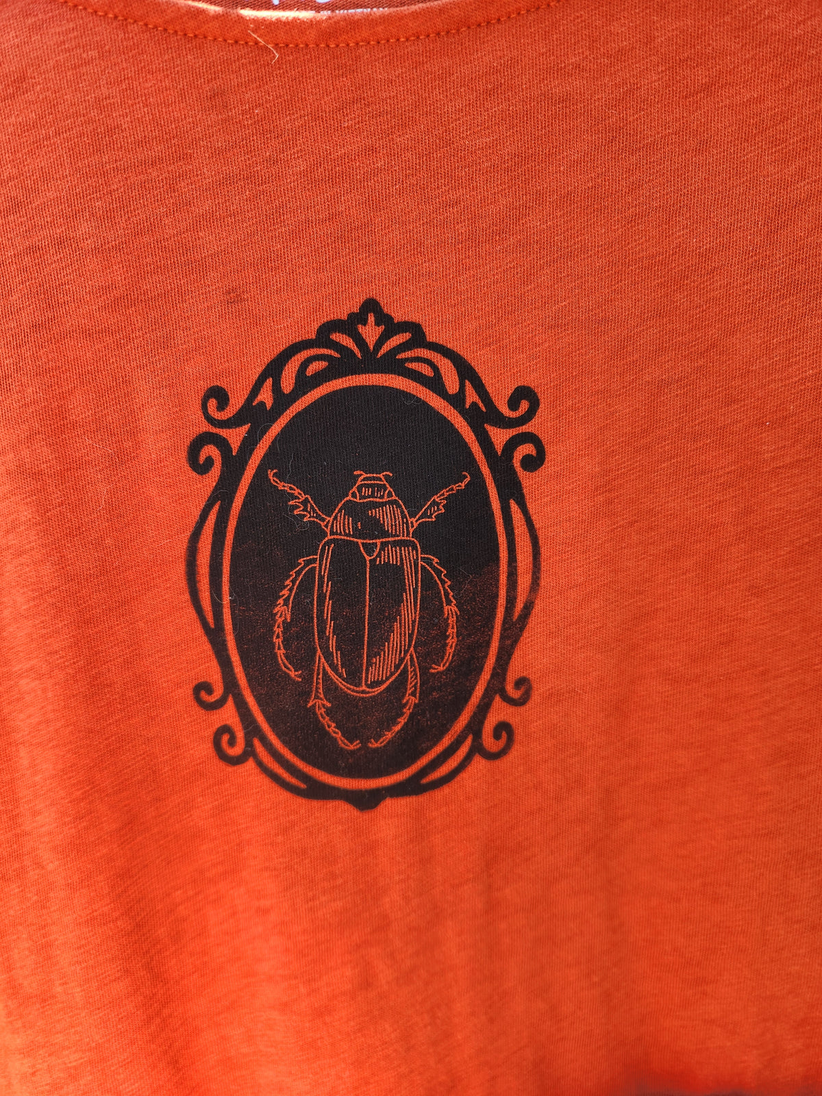 hand printed beetle shirt - upcycled thrifted long sleeve - medium