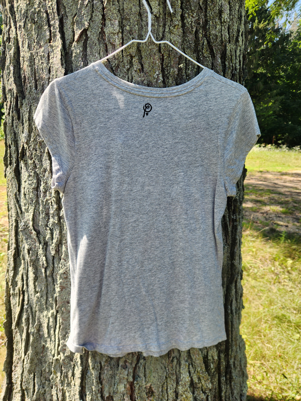 hand printed brown trout shirt - upcycled thrifted tee - medium