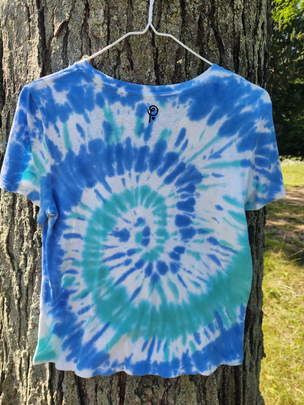 hand printed oystercatcher shirt - upcycled thrifted tee - small