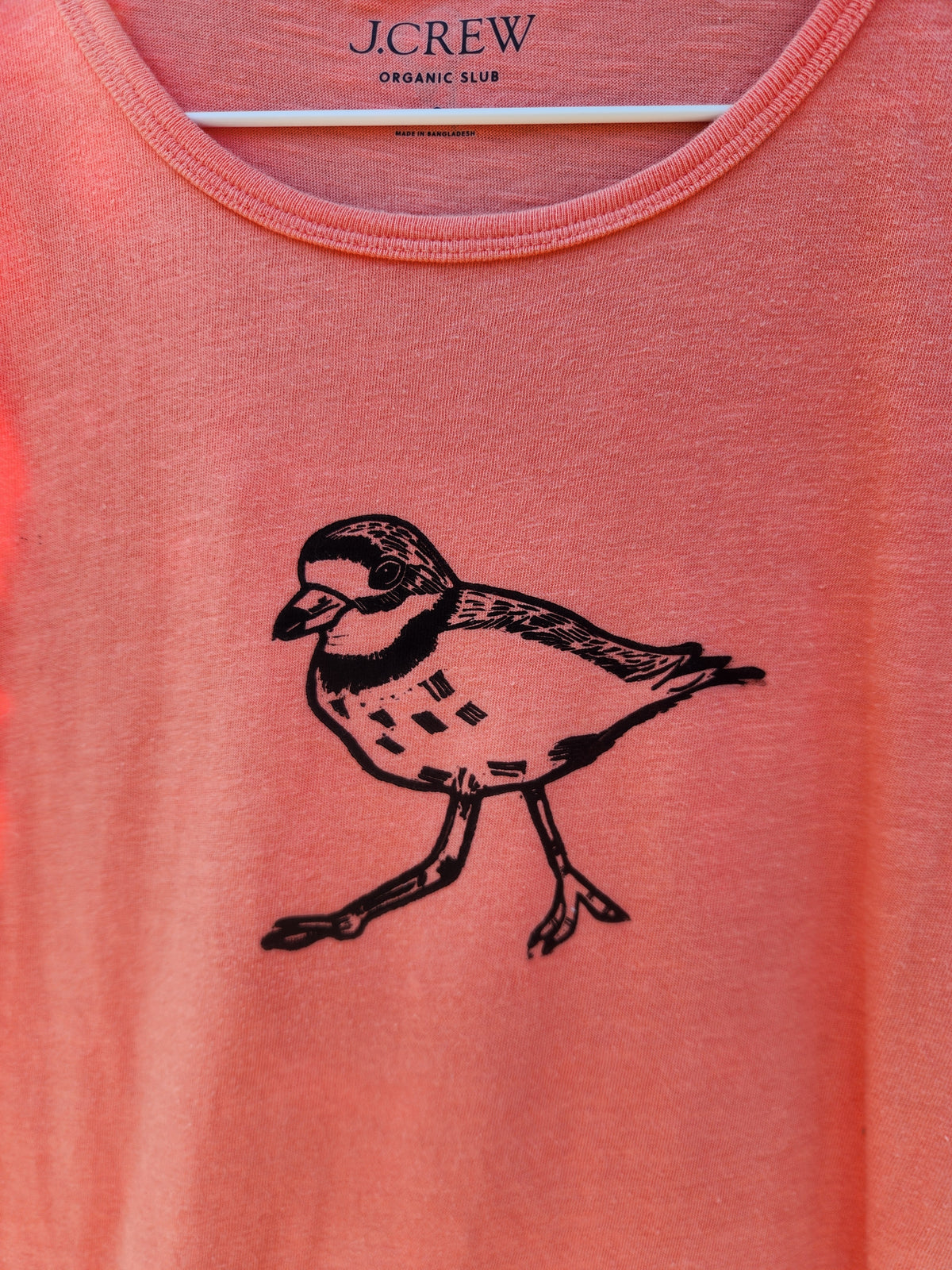 hand printed plover shirt - upcycled thrifted tee - small