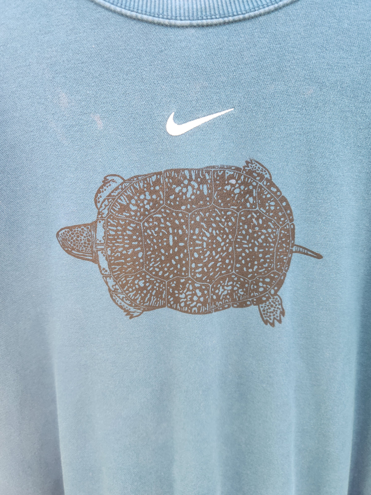 hand printed blandings turtle sweater - upcycled thrifted crewneck - medium