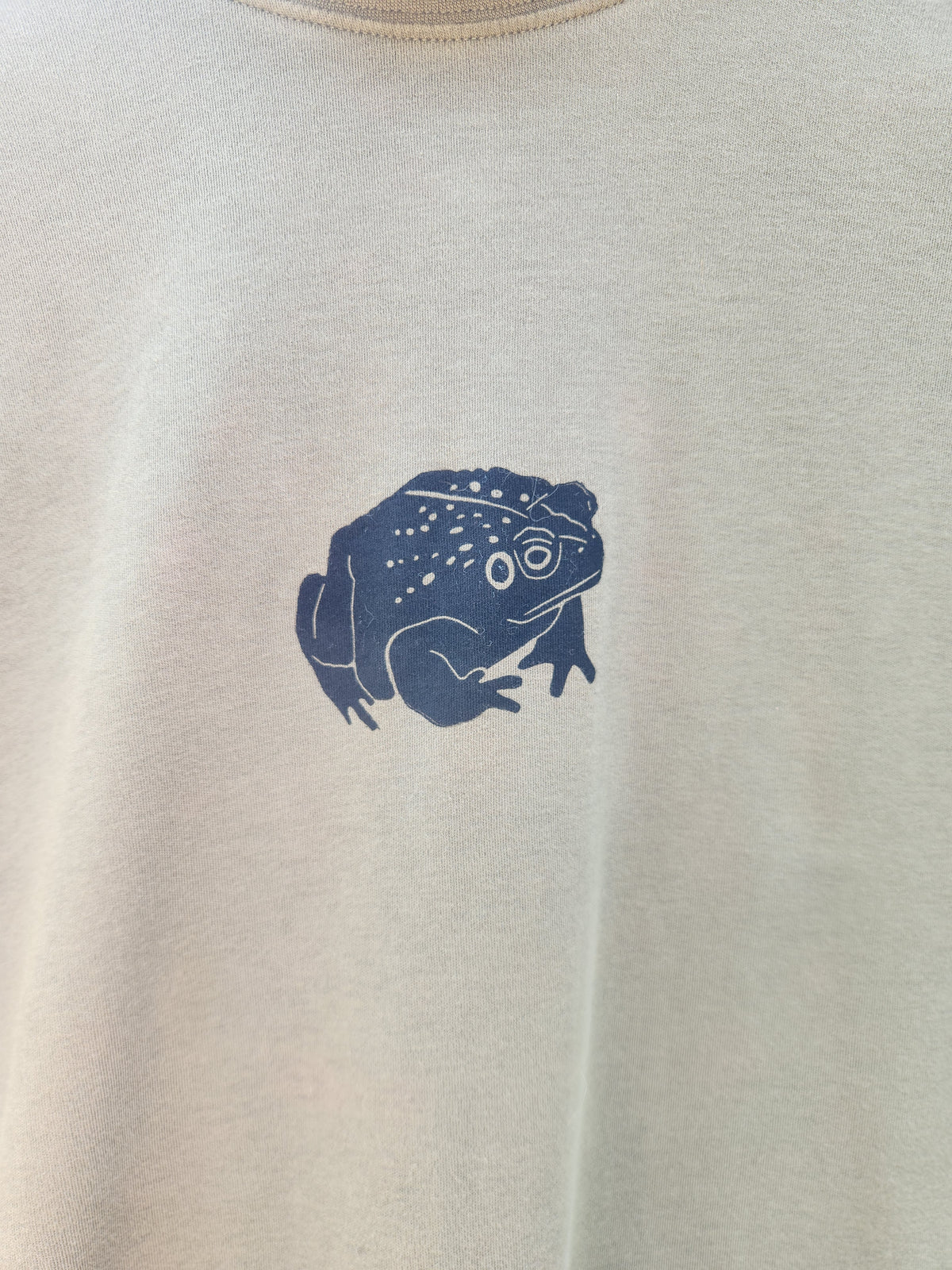 hand printed toad shirt - upcycled thrifted turtleneck - small