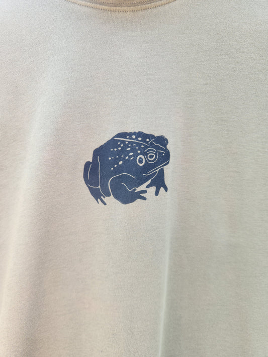 hand printed toad shirt - upcycled thrifted turtleneck - small