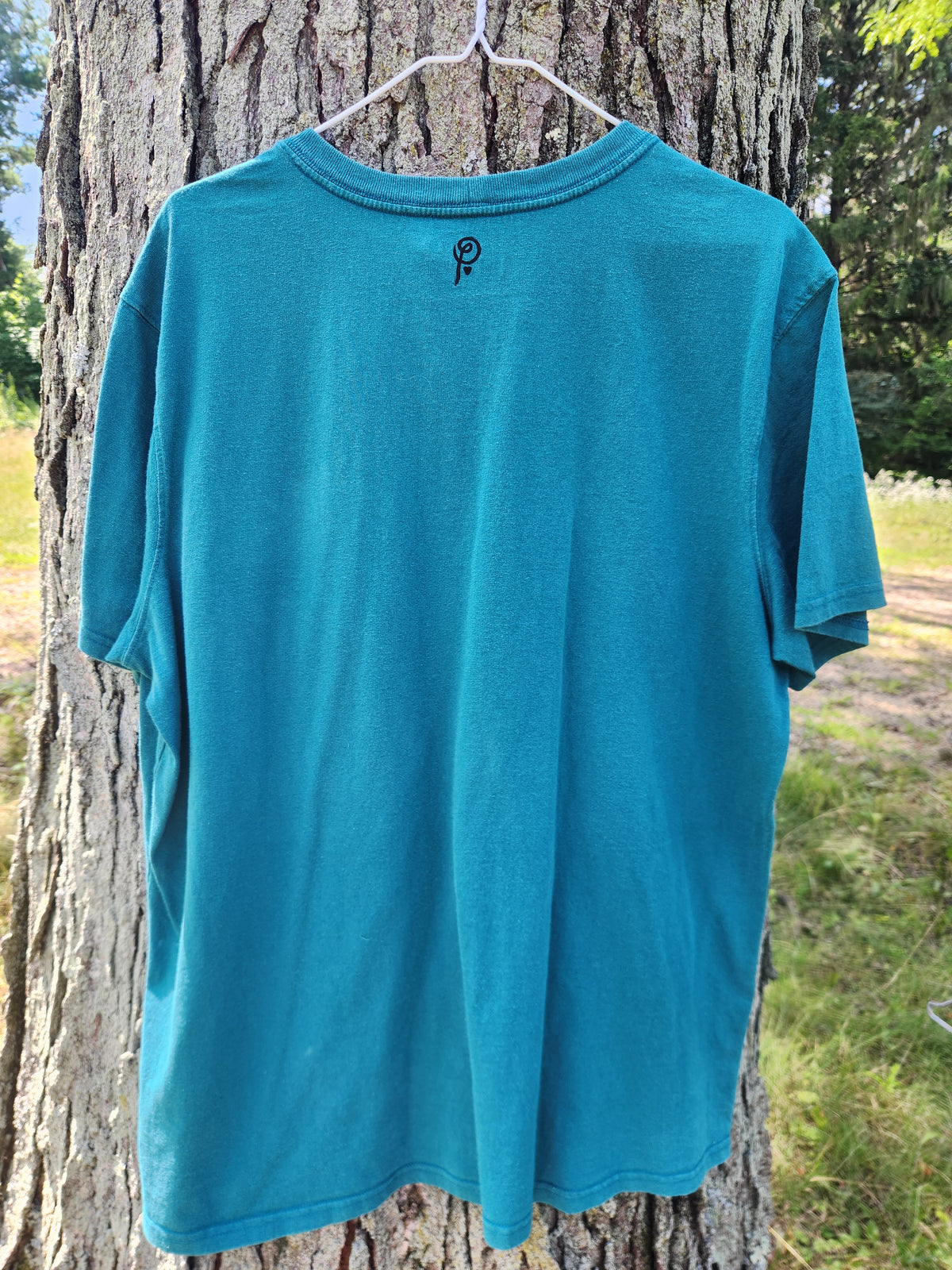 hand printed monarch pocket shirt - upcycled thrifted tee - 1xlarge