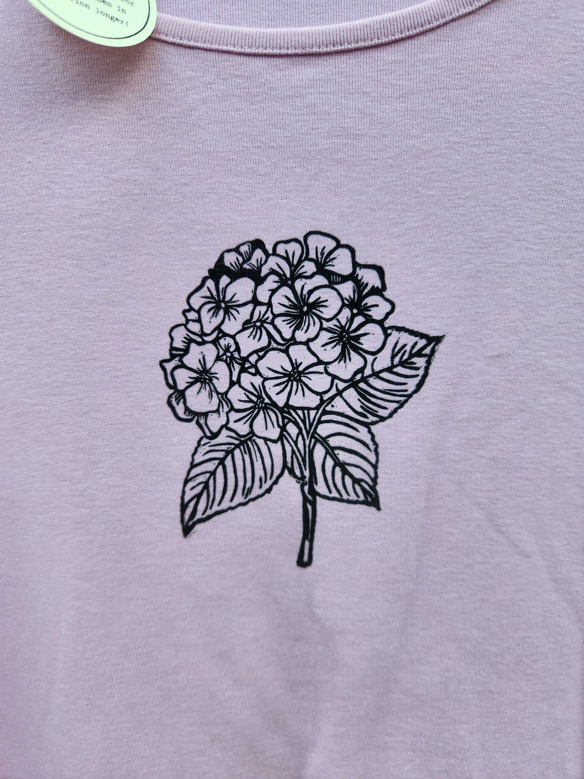 hand printed hydrangea shirt - upcycled thrifted tee - xlarge