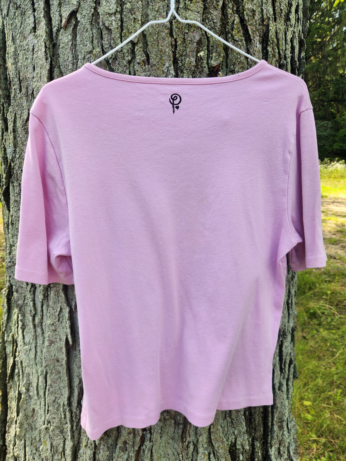 hand printed hydrangea shirt - upcycled thrifted tee - xlarge