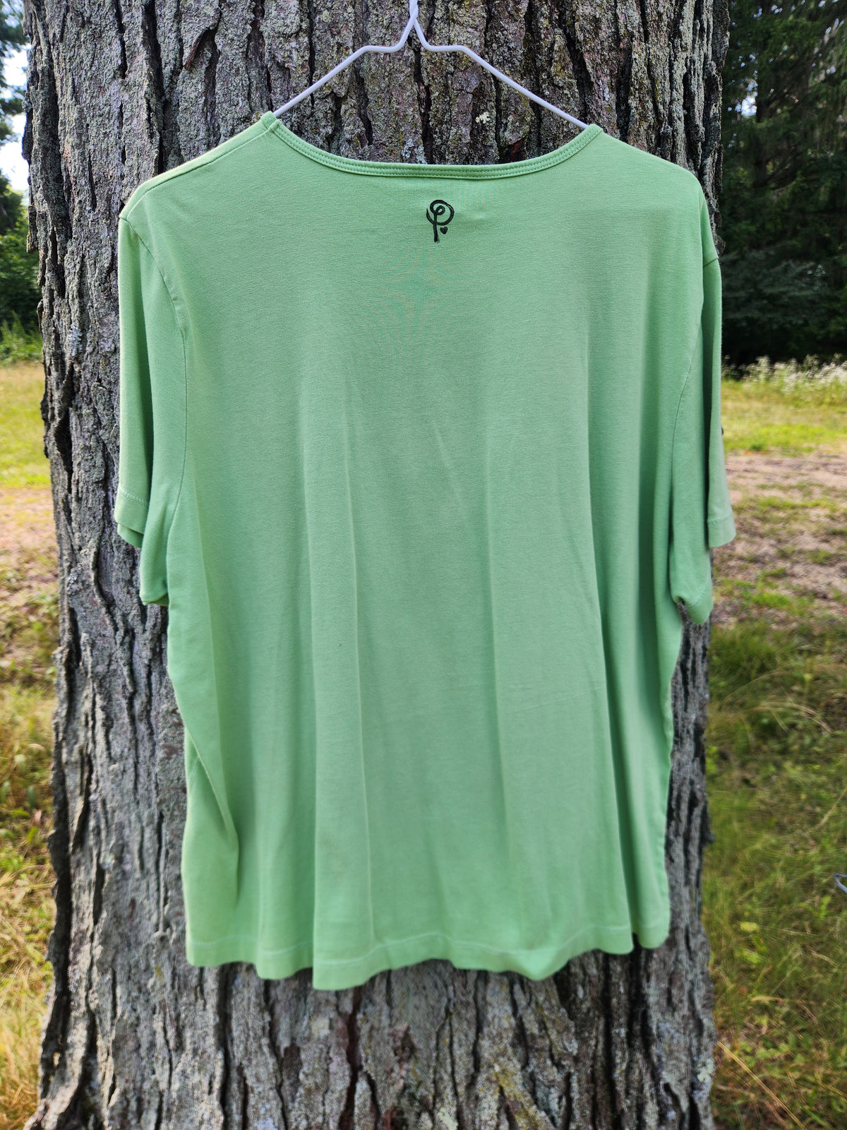 hand printed spruce shirt - upcycled thrifted tee - xlarge