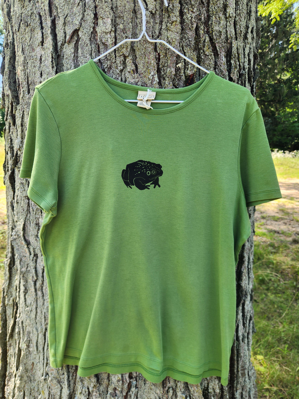 hand printed toad shirt - upcycled thrifted tee - large