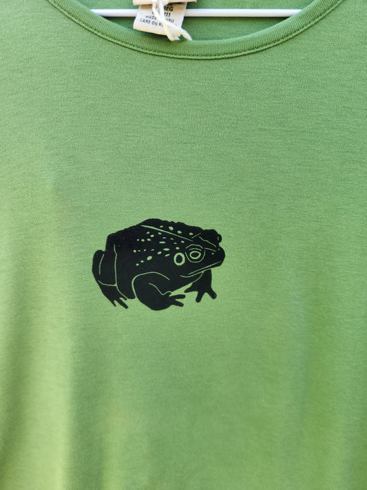 hand printed toad shirt - upcycled thrifted tee - large