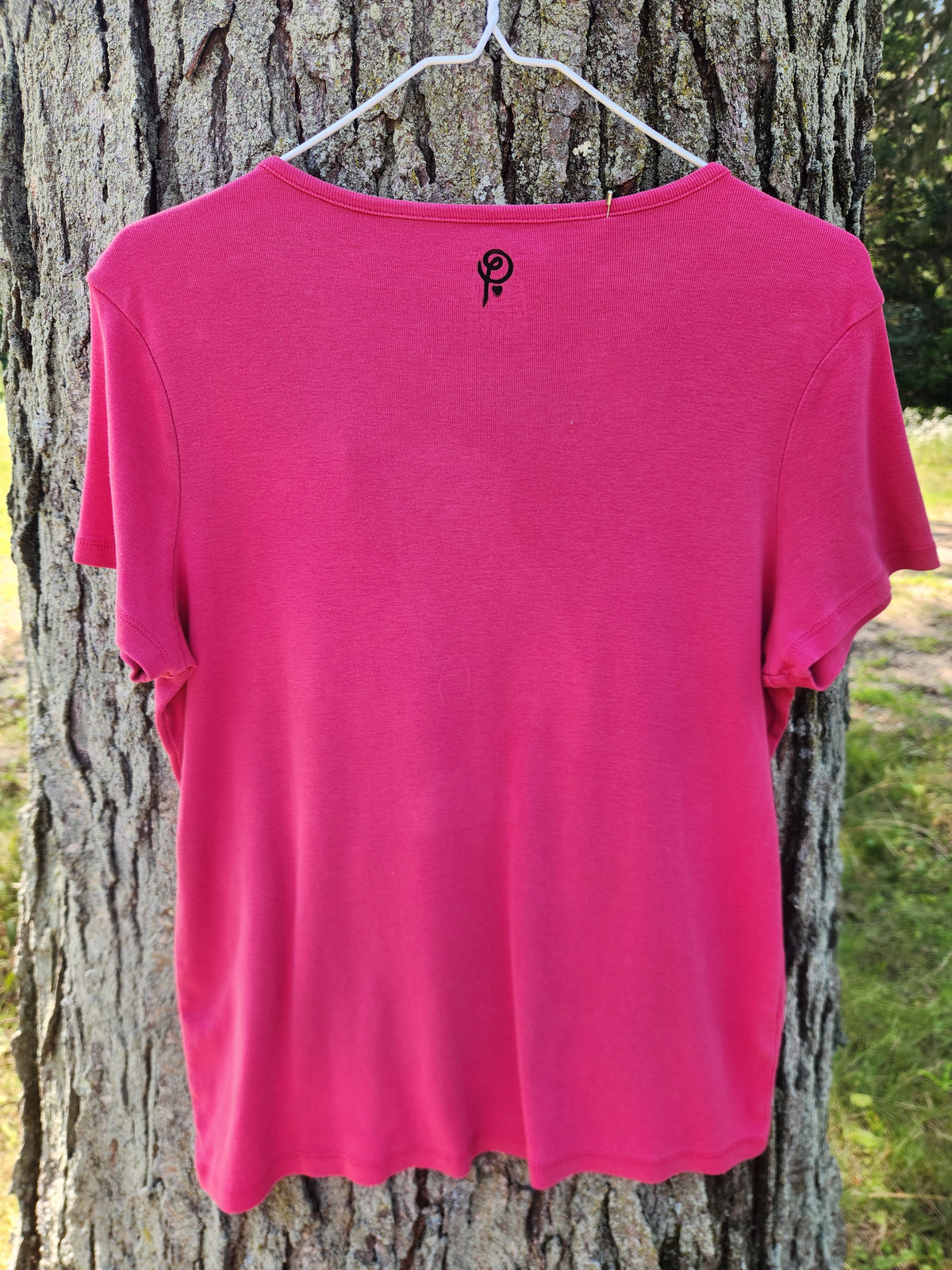 hand printed bunny shirt - upcycled thrifted tee - large